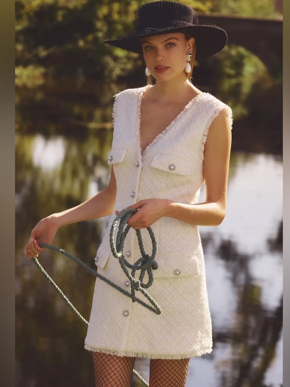 BHLDN Dress Ella Mini Embellished Beaded in White